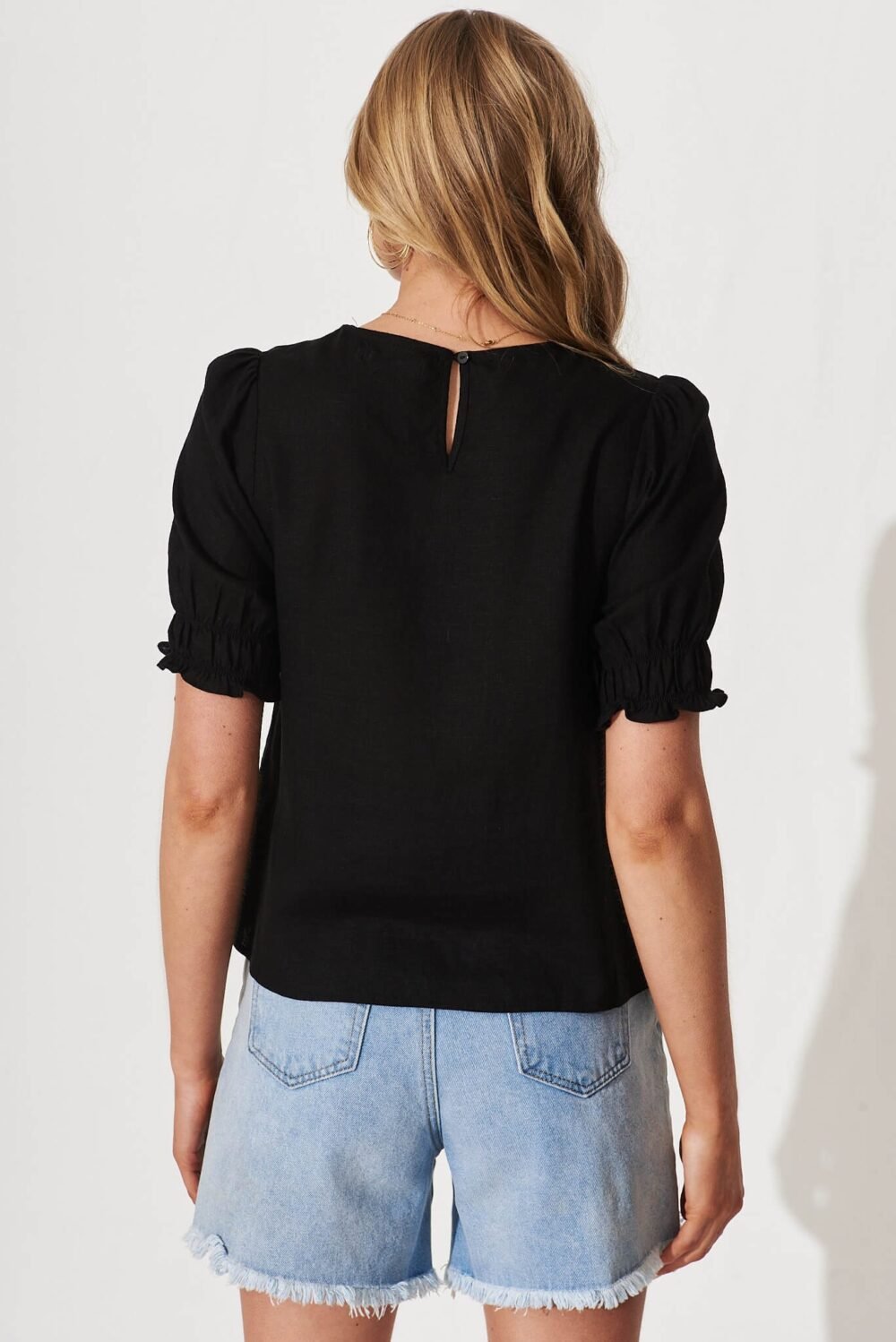 Top In Black Linen Blend - Image 3