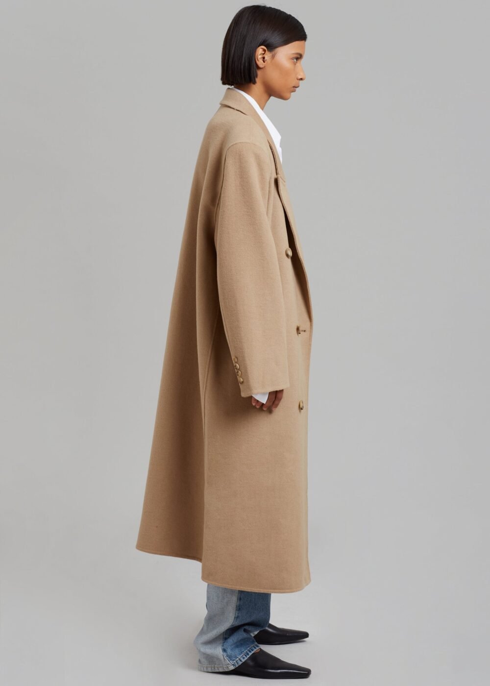 Padded Shoulder Coat - Camel - Image 9