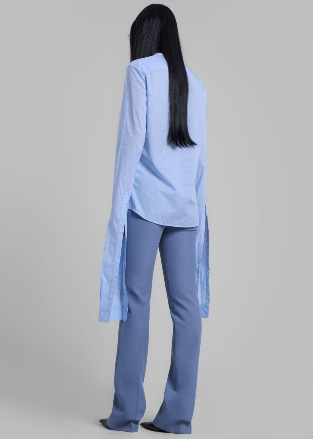 Knot Sleeve Shirt - Blue/White - Image 7