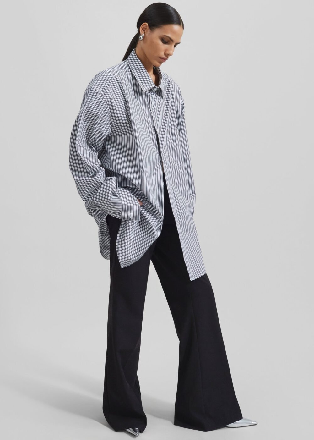 Button Up Shirt - Black/White Stripe - Image 7