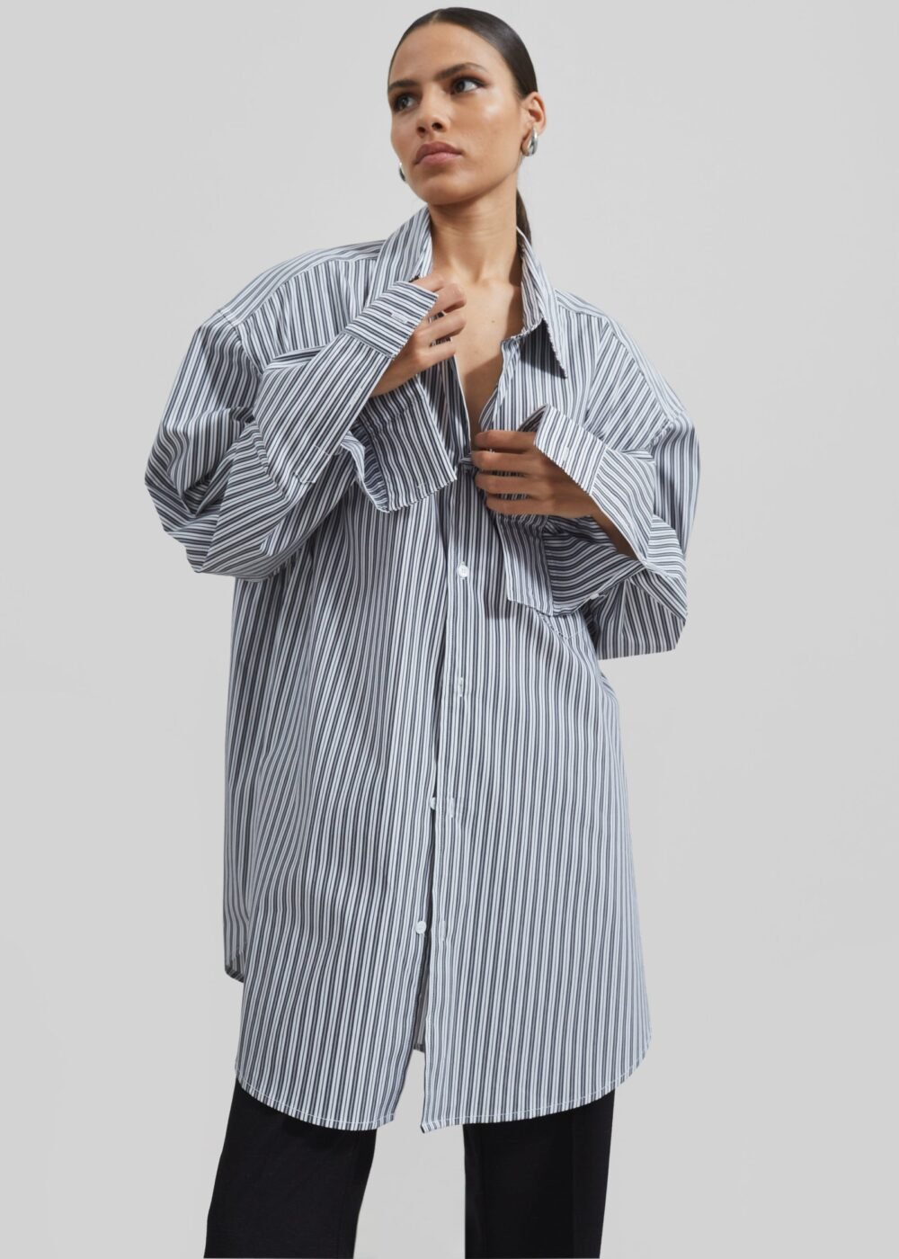 Button Up Shirt - Black/White Stripe - Image 12