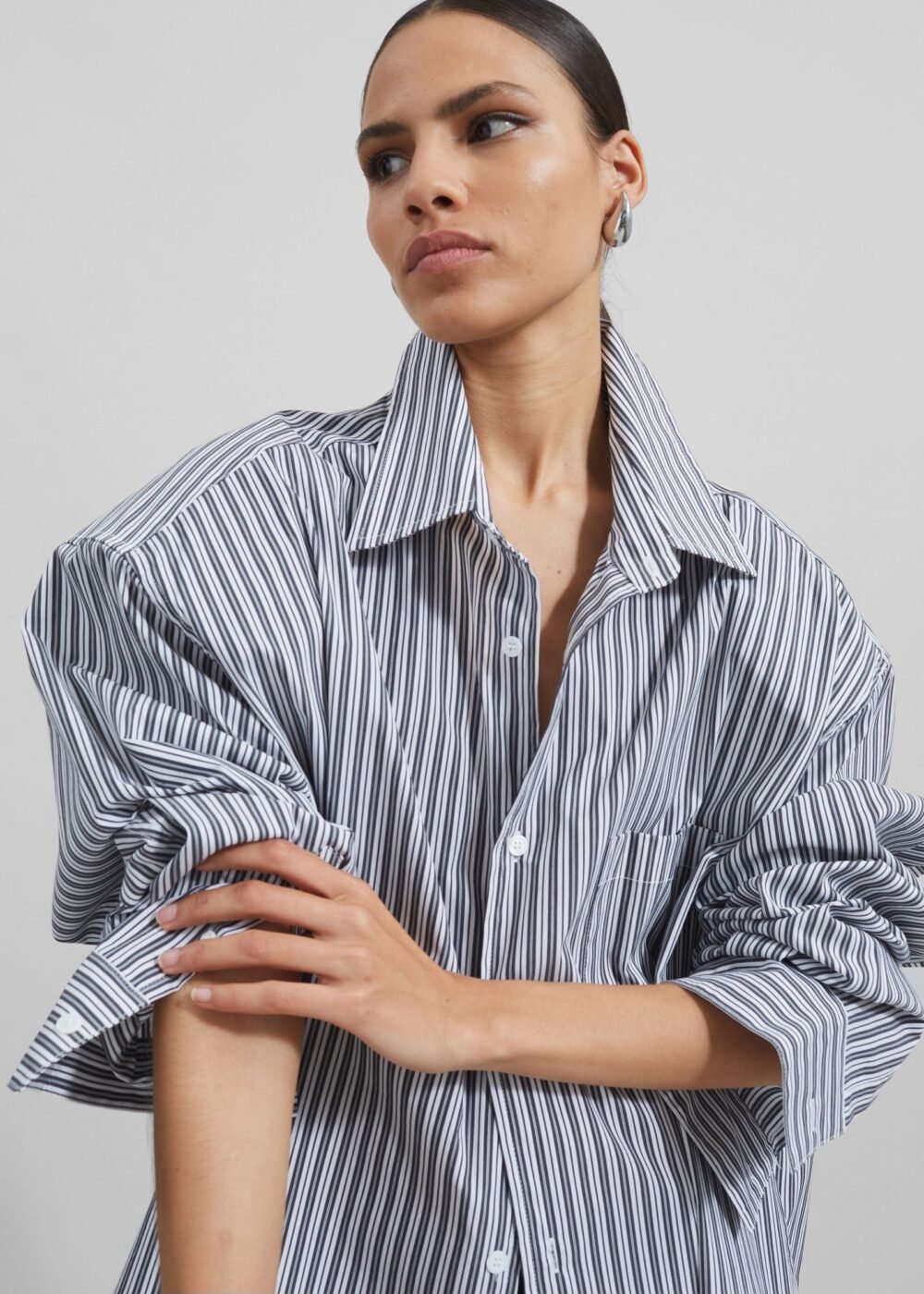 Button Up Shirt - Black/White Stripe - Image 5