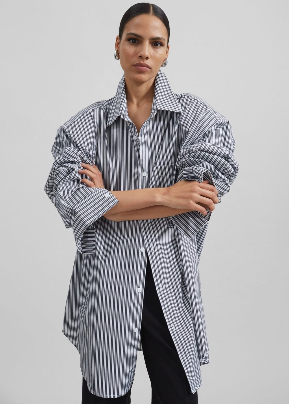 Button Up Shirt - Black/White Stripe - Image 2