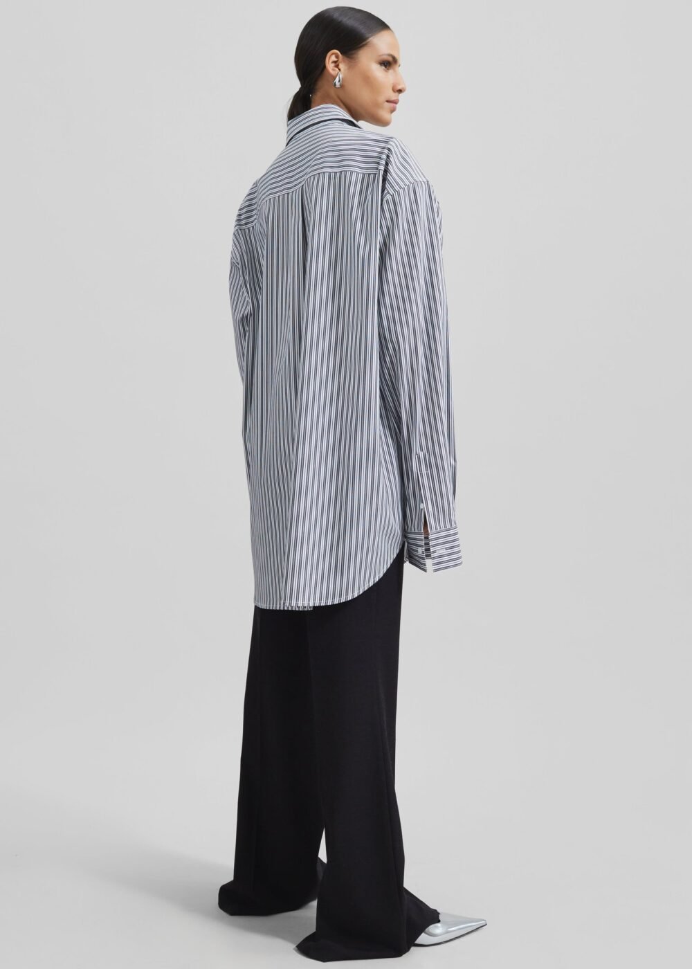 Button Up Shirt - Black/White Stripe - Image 14