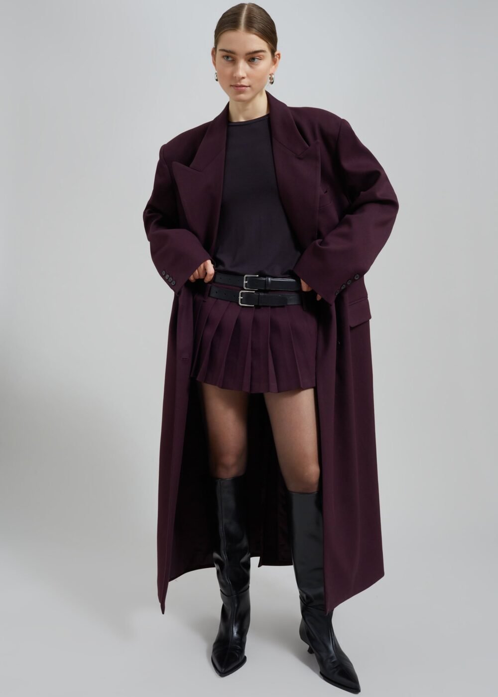 Long Coat - Burgundy - Image 8