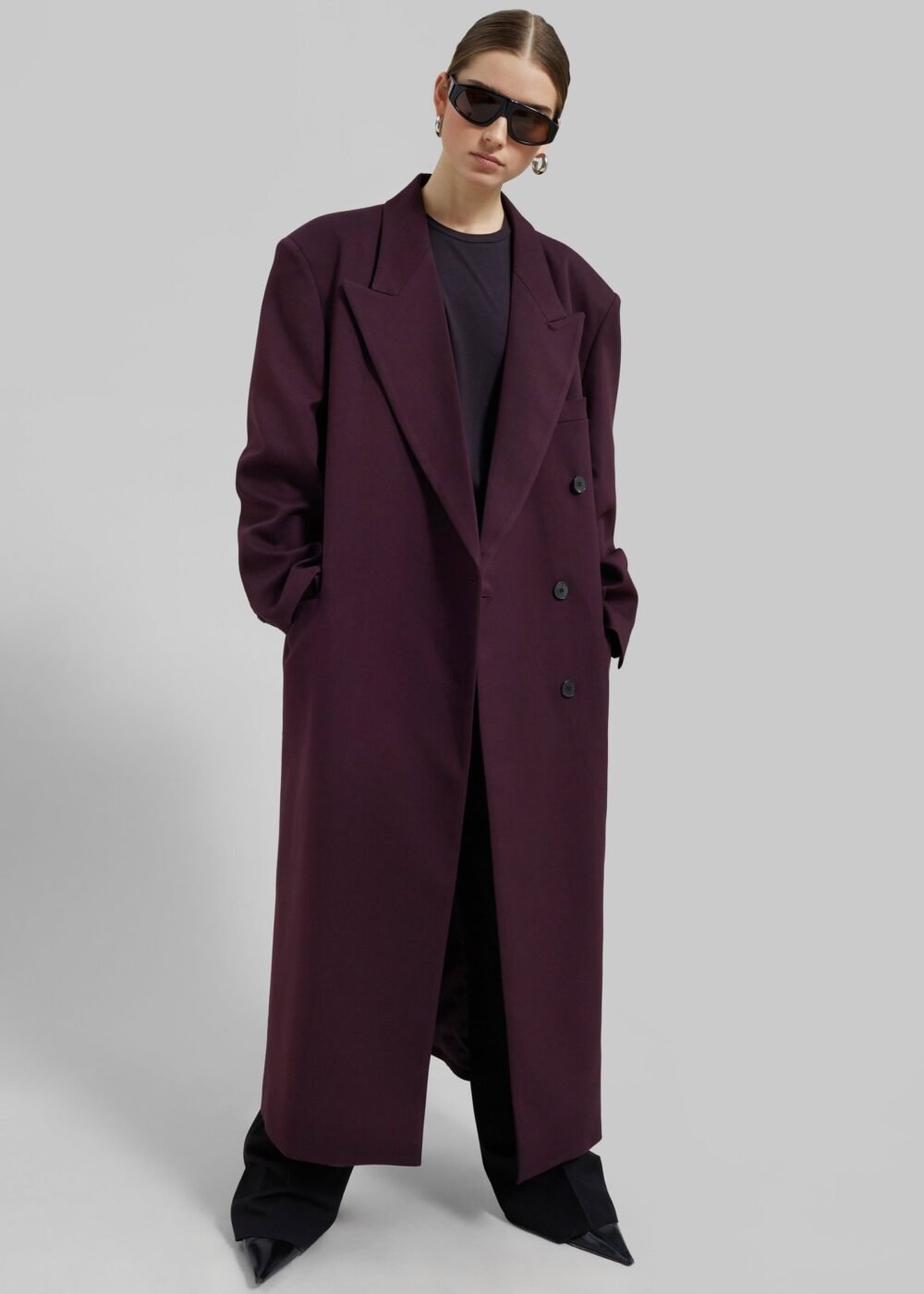 Long Coat - Burgundy - Image 3