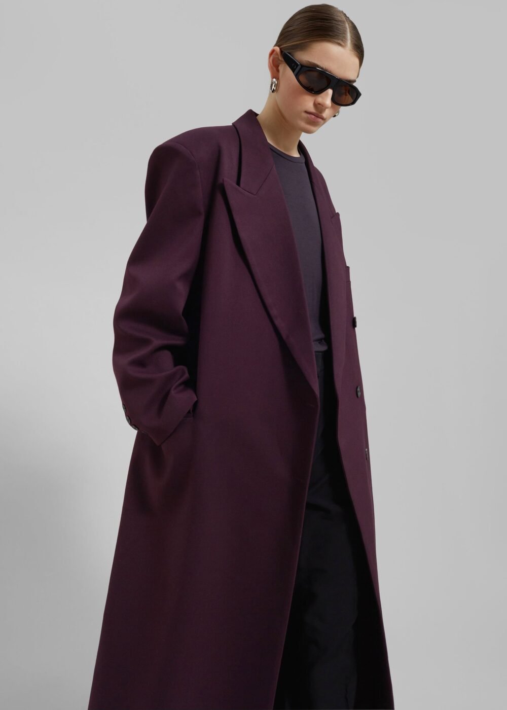 Long Coat - Burgundy - Image 4