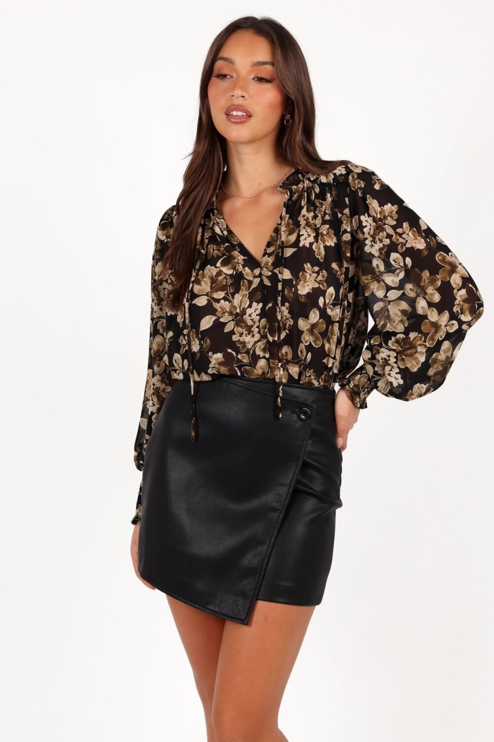 Faux Leather Mini Skirt - Black - Image 3