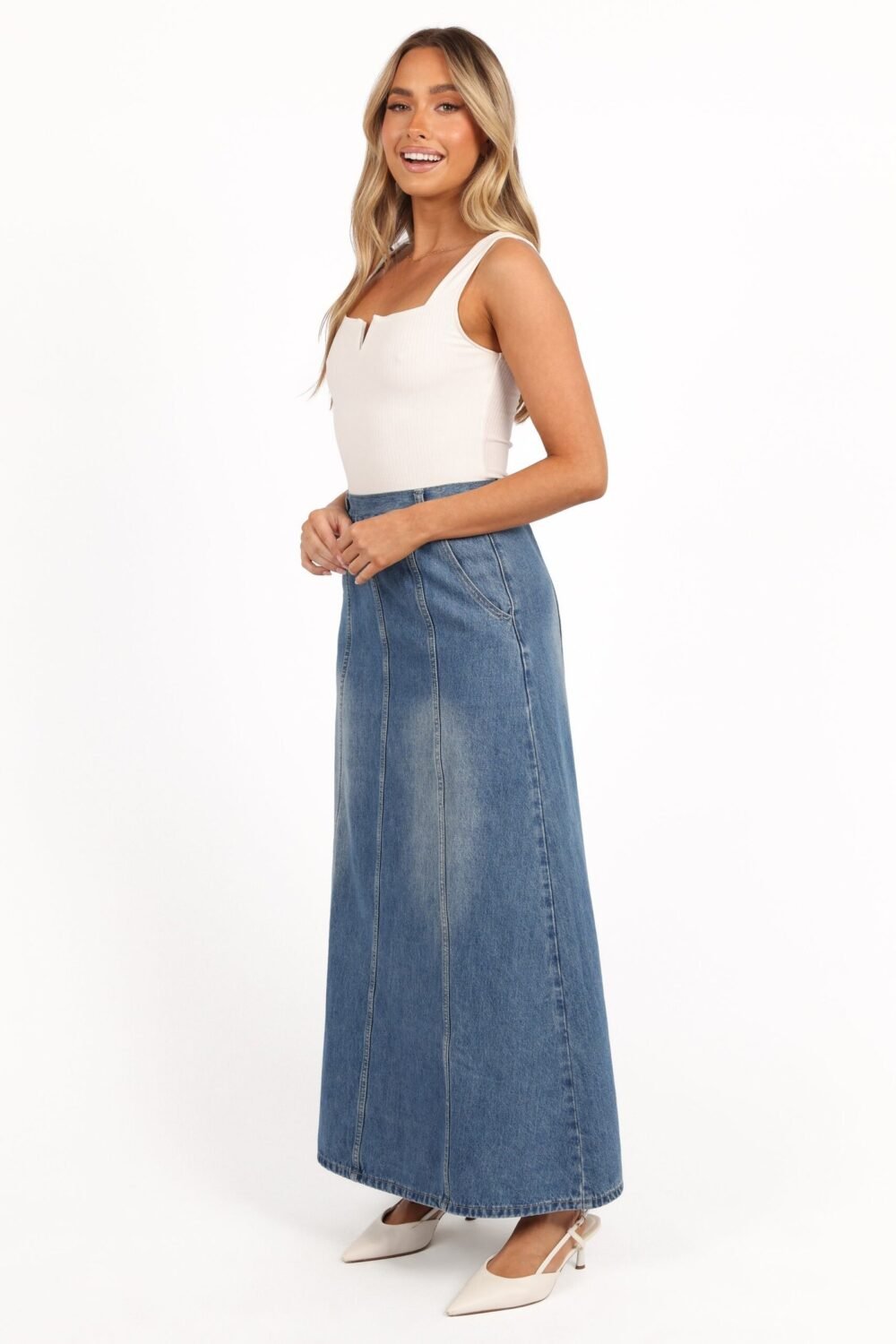 Denim Skirt - Mid Wash Denim - Image 5