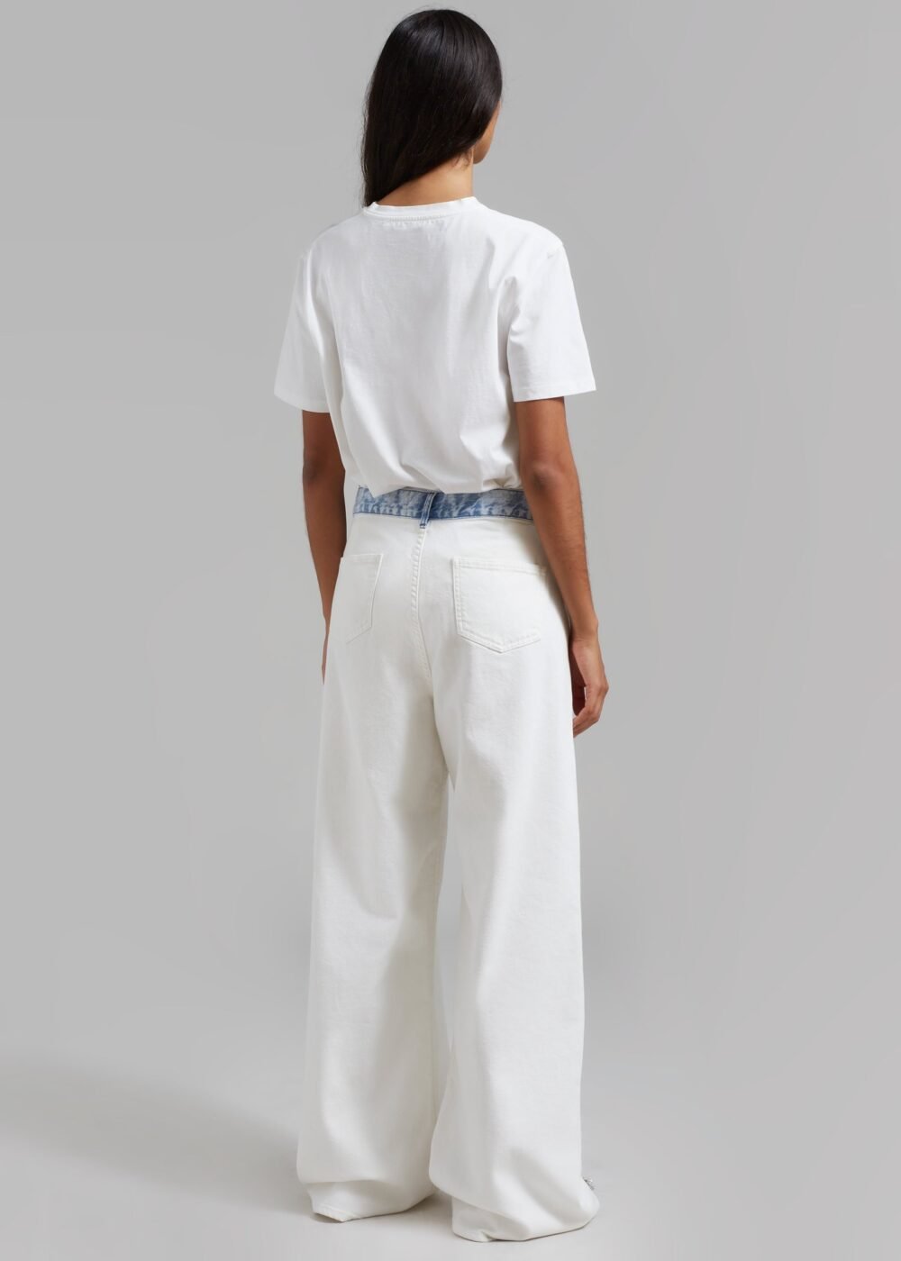 Contrast Denim Pants - Off White/Blue - Image 10