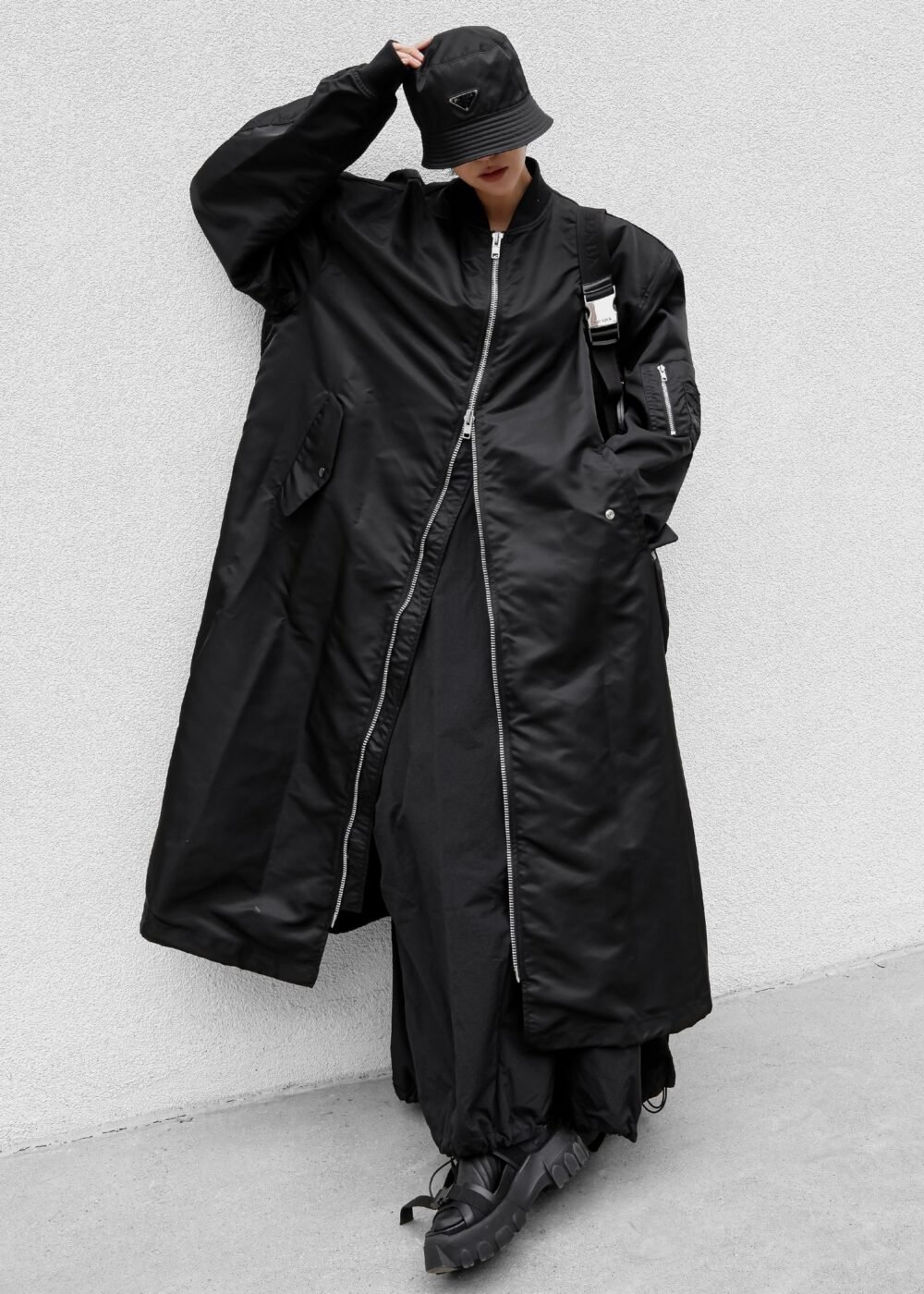 Oversized Bomber Coat - Black