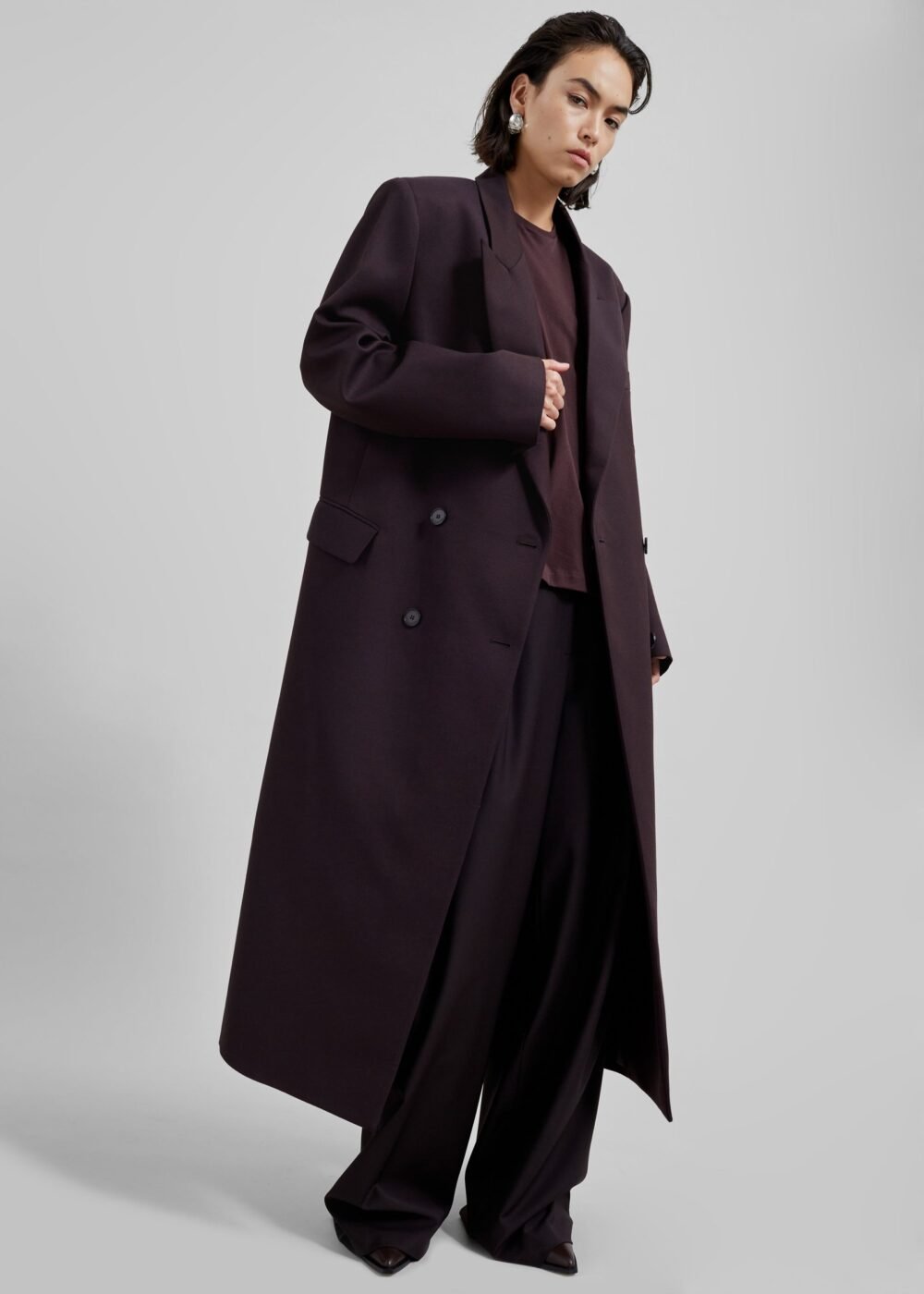 Long Coat - Dark Plum - Image 3