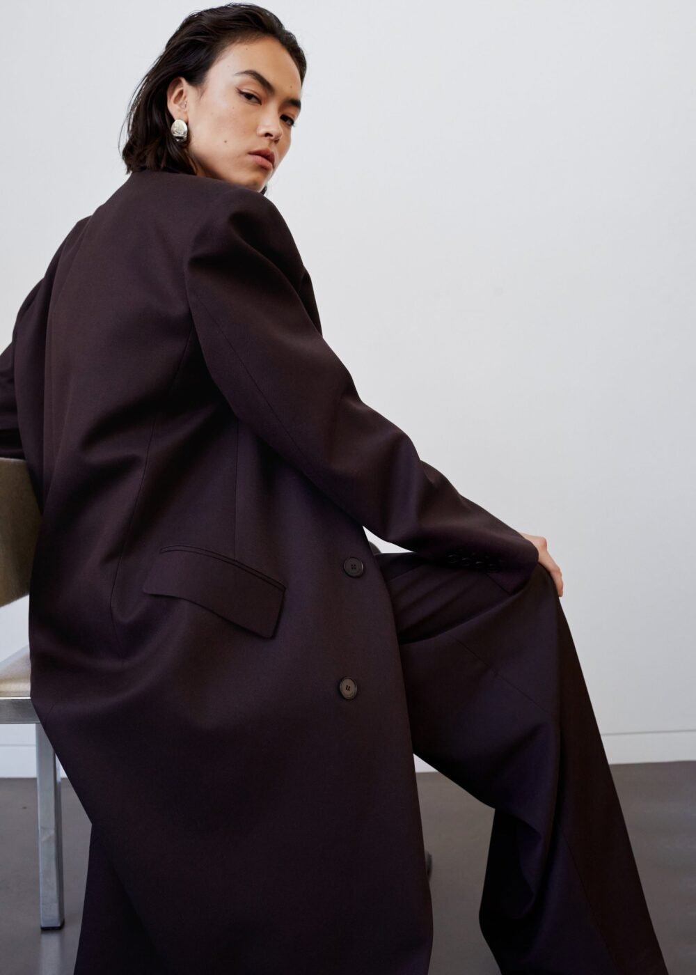 Long Coat - Dark Plum - Image 9