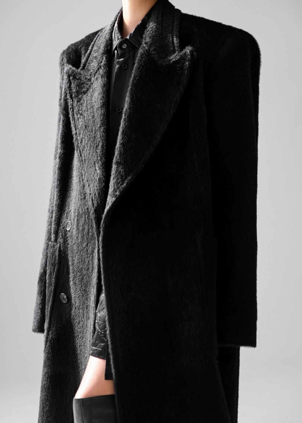 Oversized Wool Coat - Black - Image 3