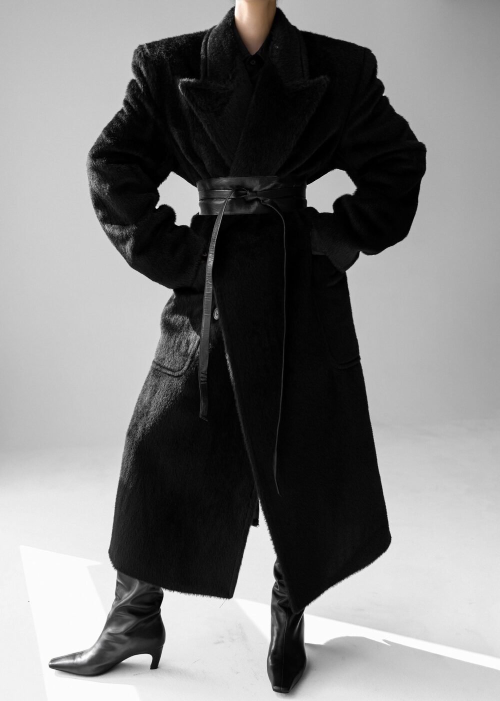 Oversized Wool Coat - Black - Image 6