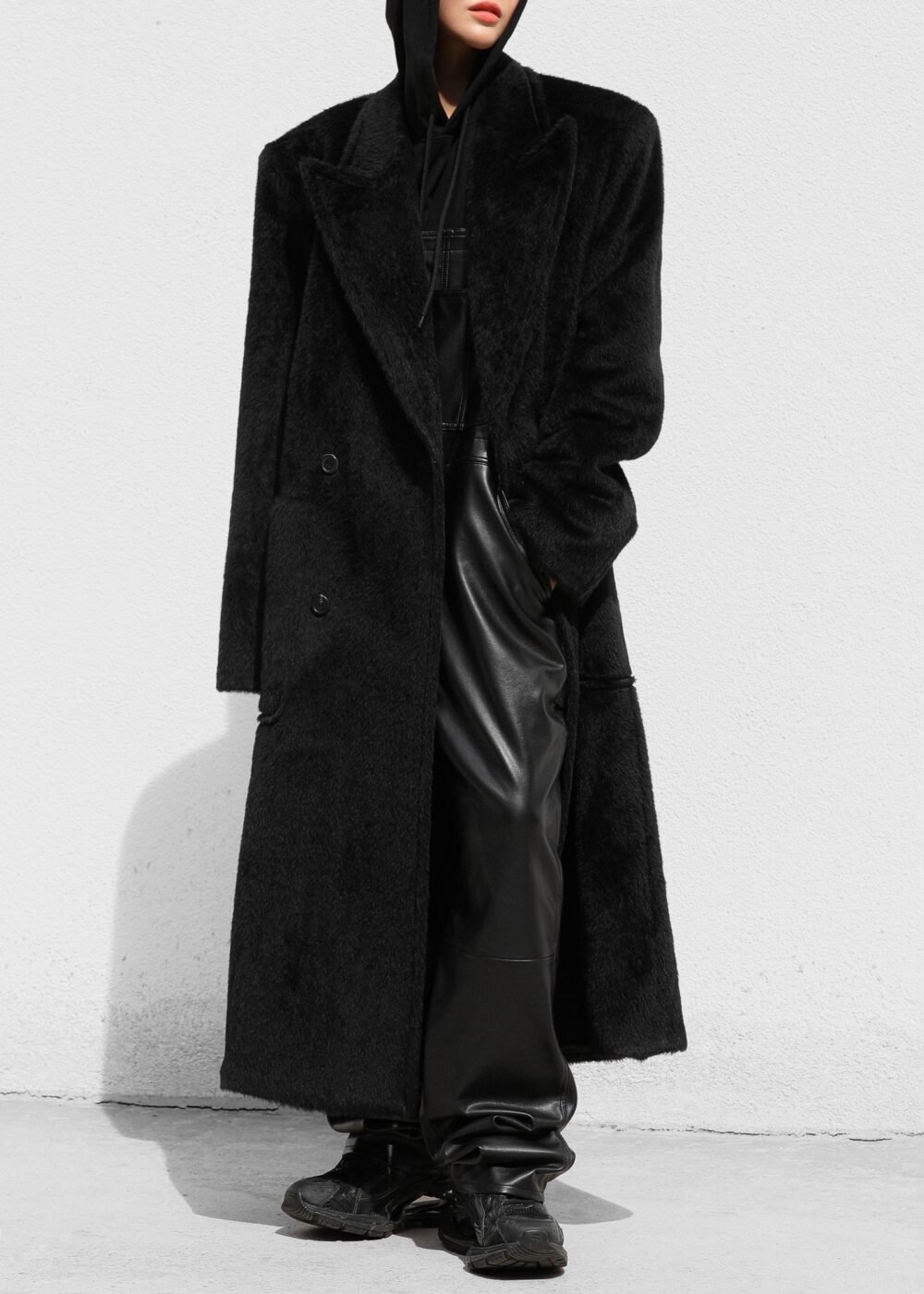 Oversized Wool Coat - Black - Image 2