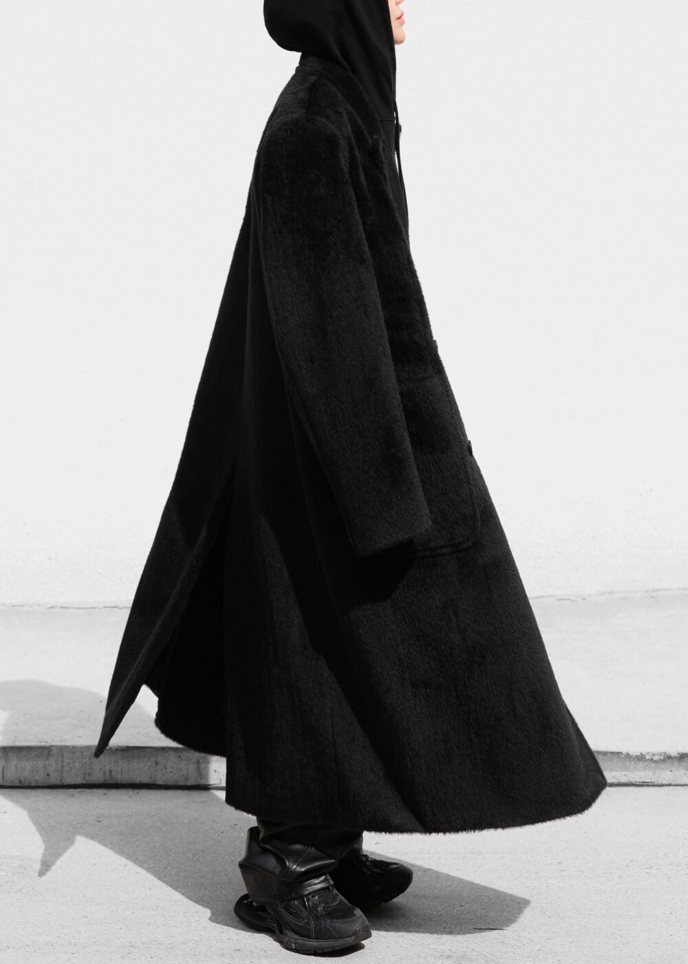 Oversized Wool Coat - Black - Image 8