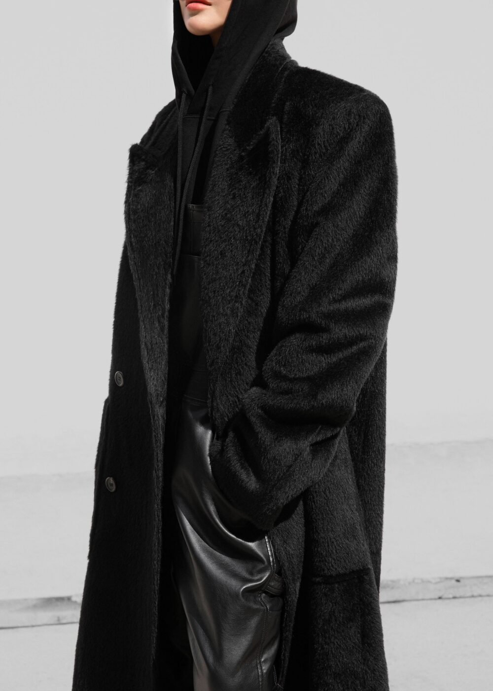 Oversized Wool Coat - Black