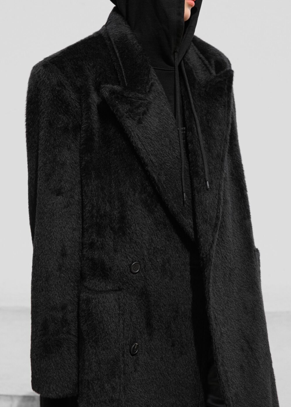 Oversized Wool Coat - Black - Image 4