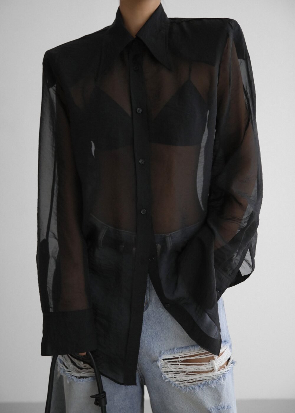 Semi Sheer Shirt - Black