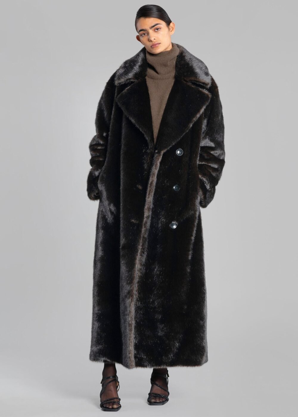 Faux Fur Coat - Dark Espresso