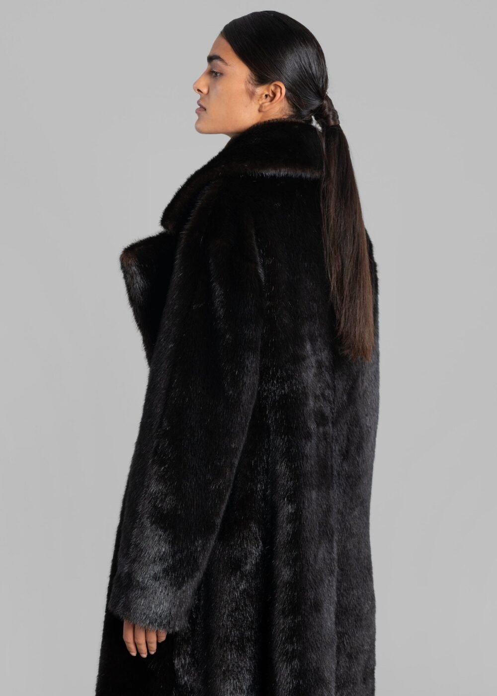 Faux Fur Coat - Dark Espresso - Image 6