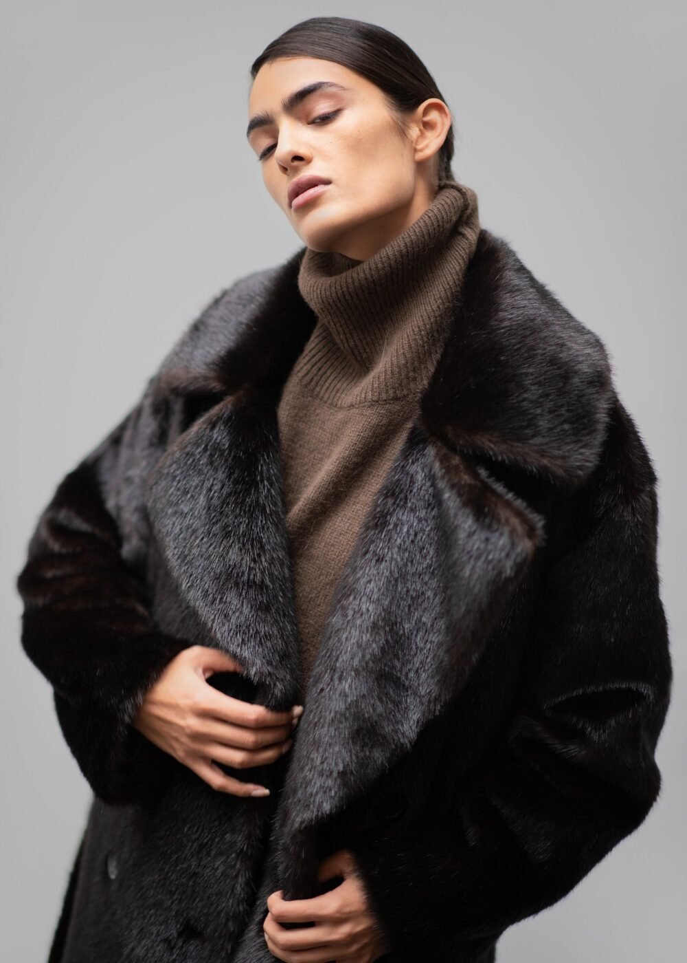 Faux Fur Coat - Dark Espresso - Image 4