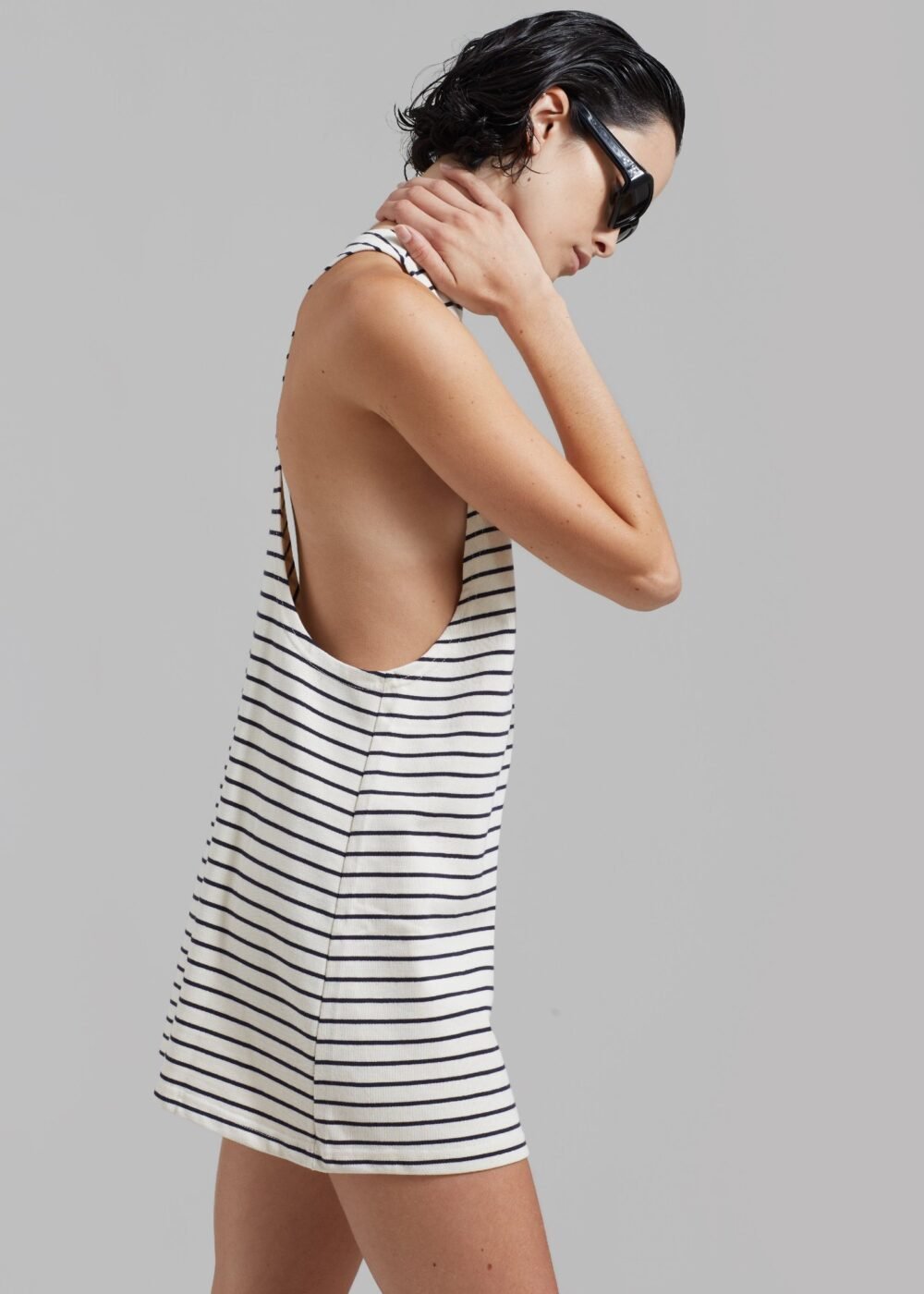 Halter Dress - Navy Stripe - Image 4