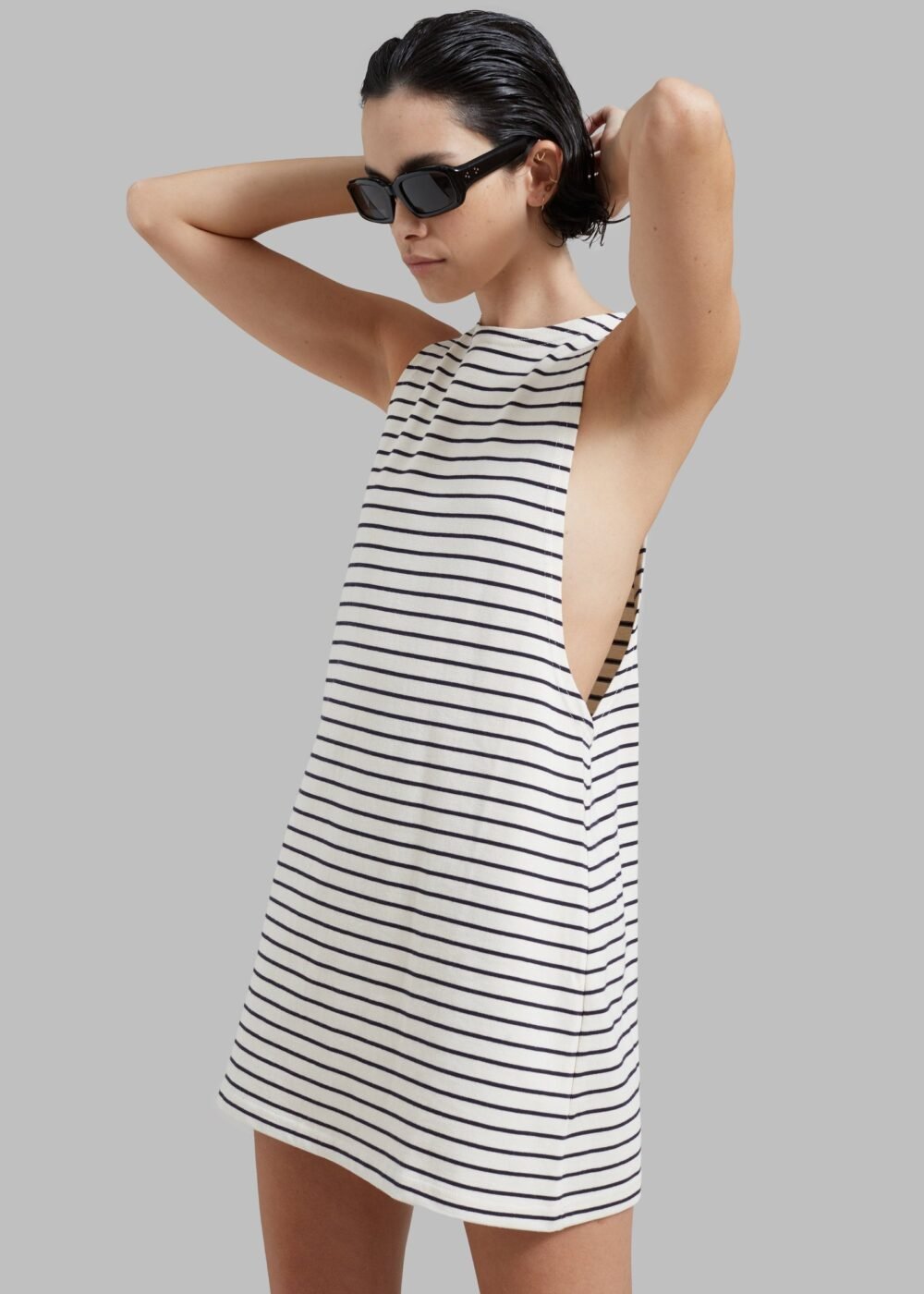 Halter Dress - Navy Stripe