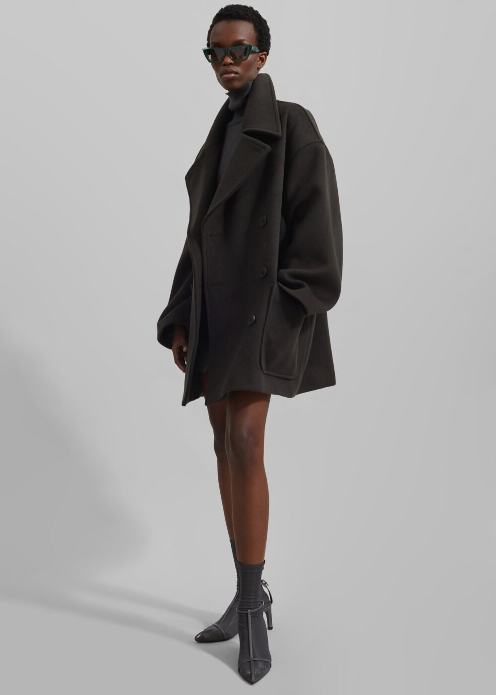 Oversized Peacoat - Khaki - Image 5