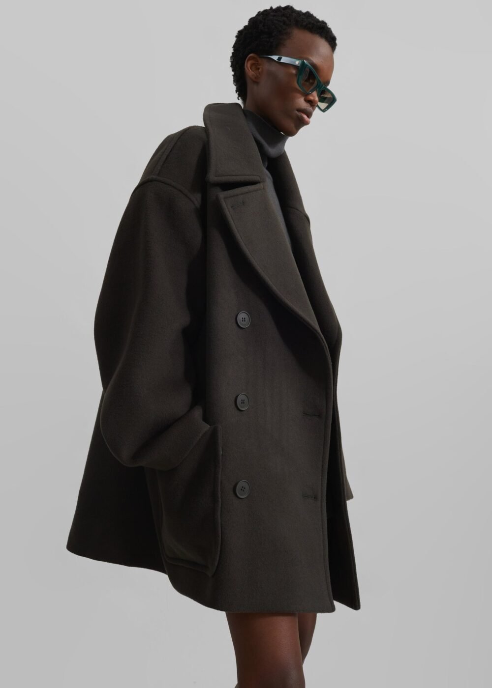 Oversized Peacoat - Khaki - Image 6