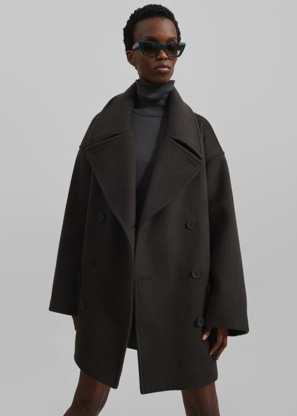 Oversized Peacoat - Khaki - Image 4