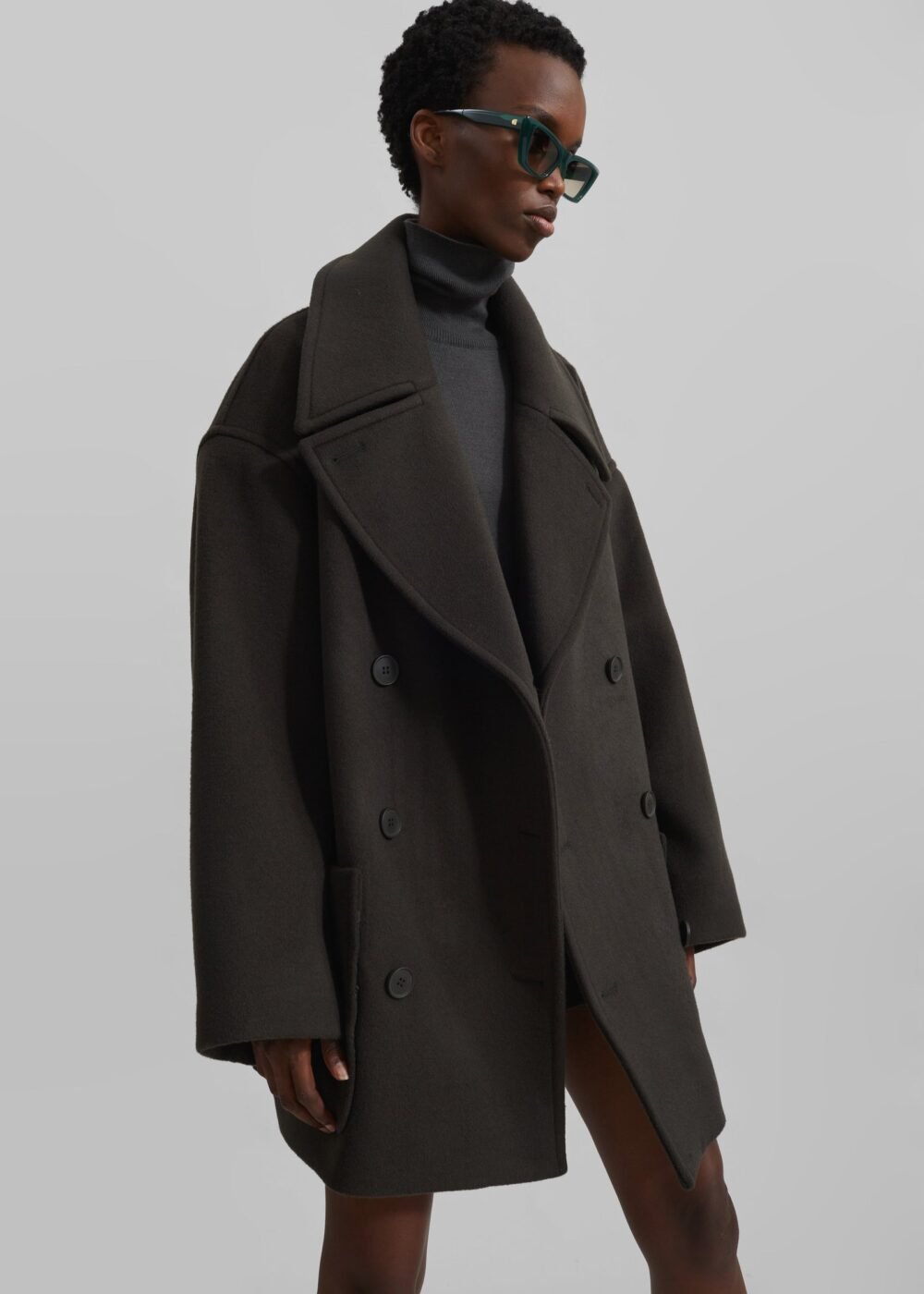 Oversized Peacoat - Khaki - Image 2