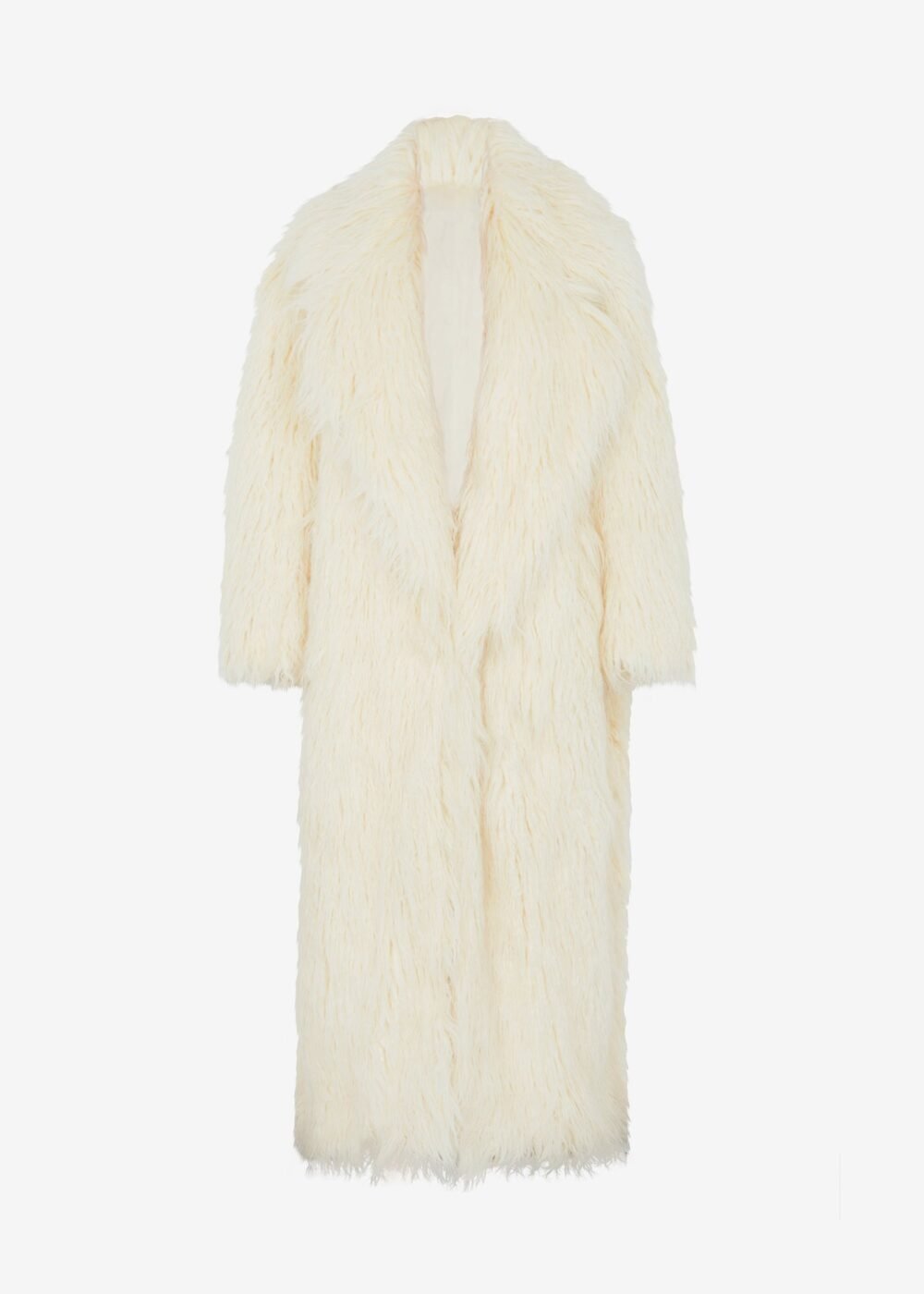 Nicole Long Faux Fur Coat - Off White - Image 14