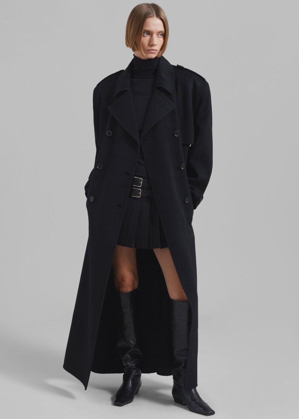 Padded Trench Coat - Black