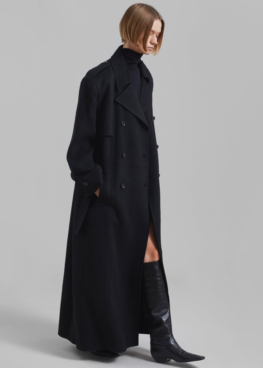 Padded Trench Coat - Black - Image 2