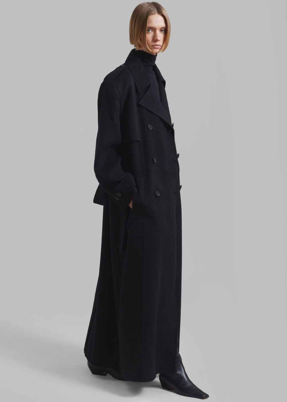 Padded Trench Coat - Black - Image 6