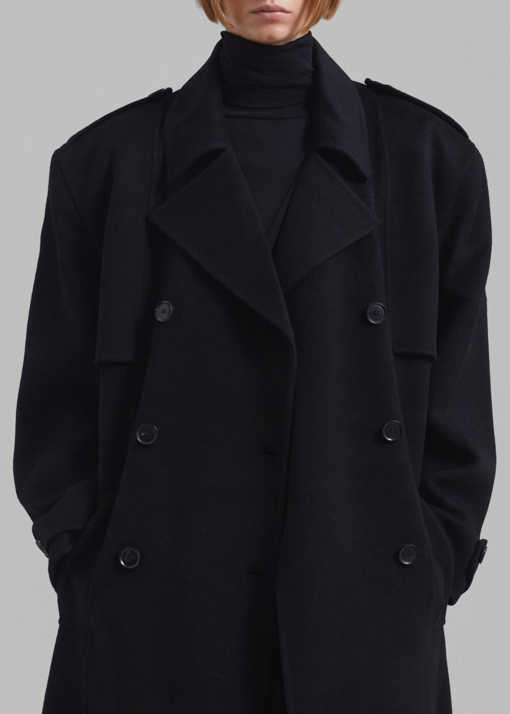 Padded Trench Coat - Black - Image 5