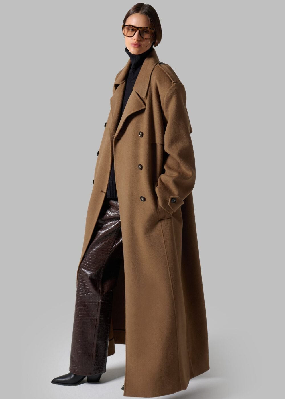 Padded Trench Coat - Camel - Image 3