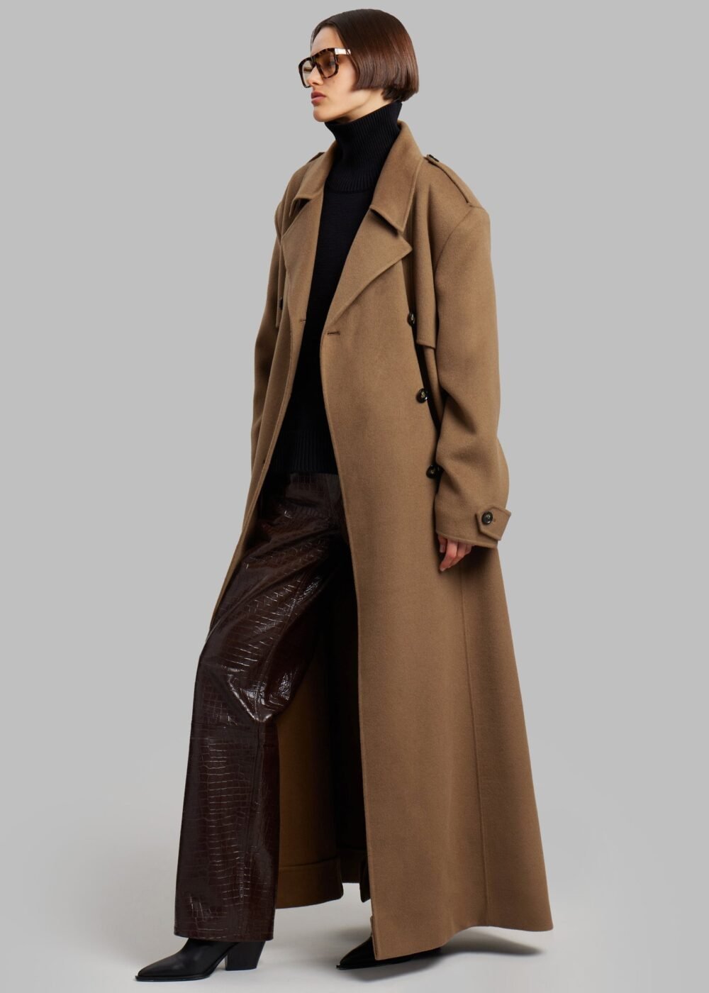 Padded Trench Coat - Camel - Image 7