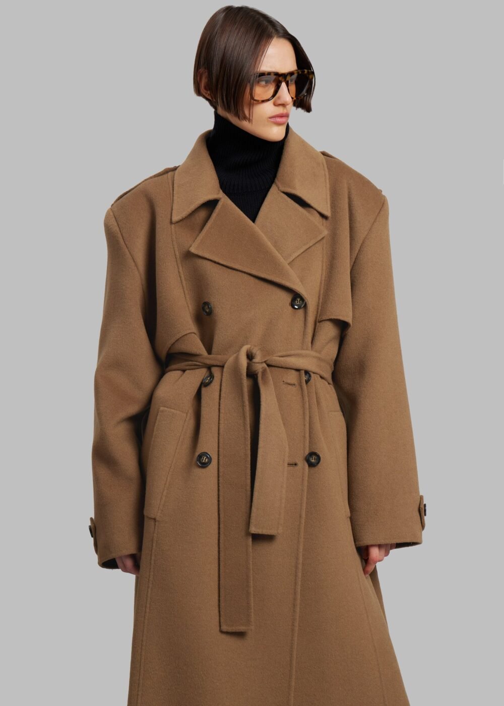 Padded Trench Coat - Camel - Image 6