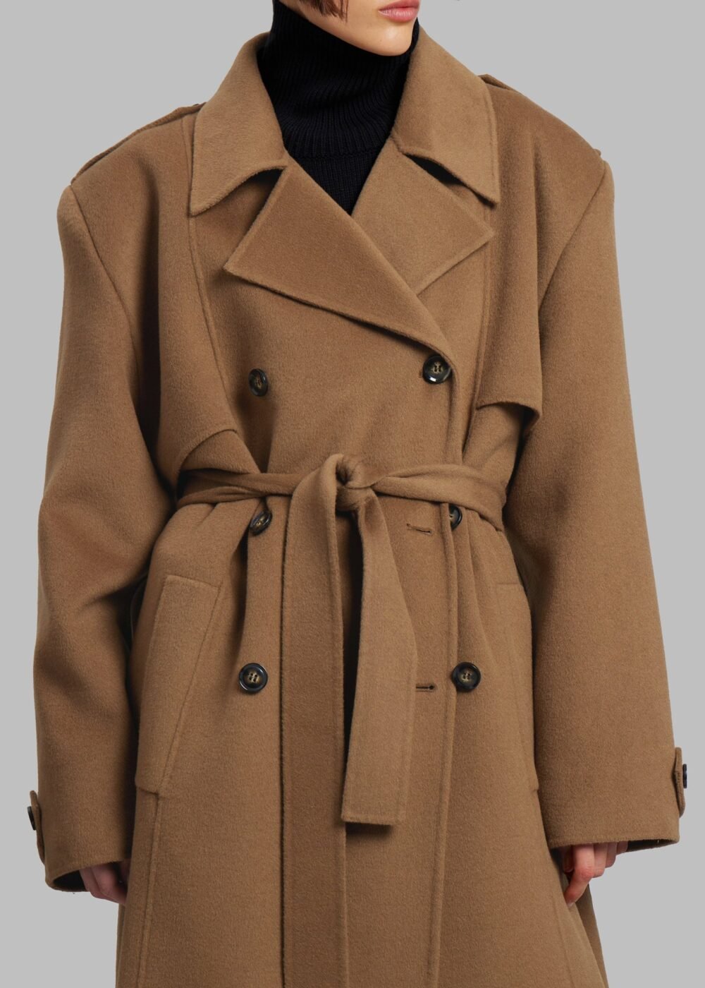 Padded Trench Coat - Camel - Image 8