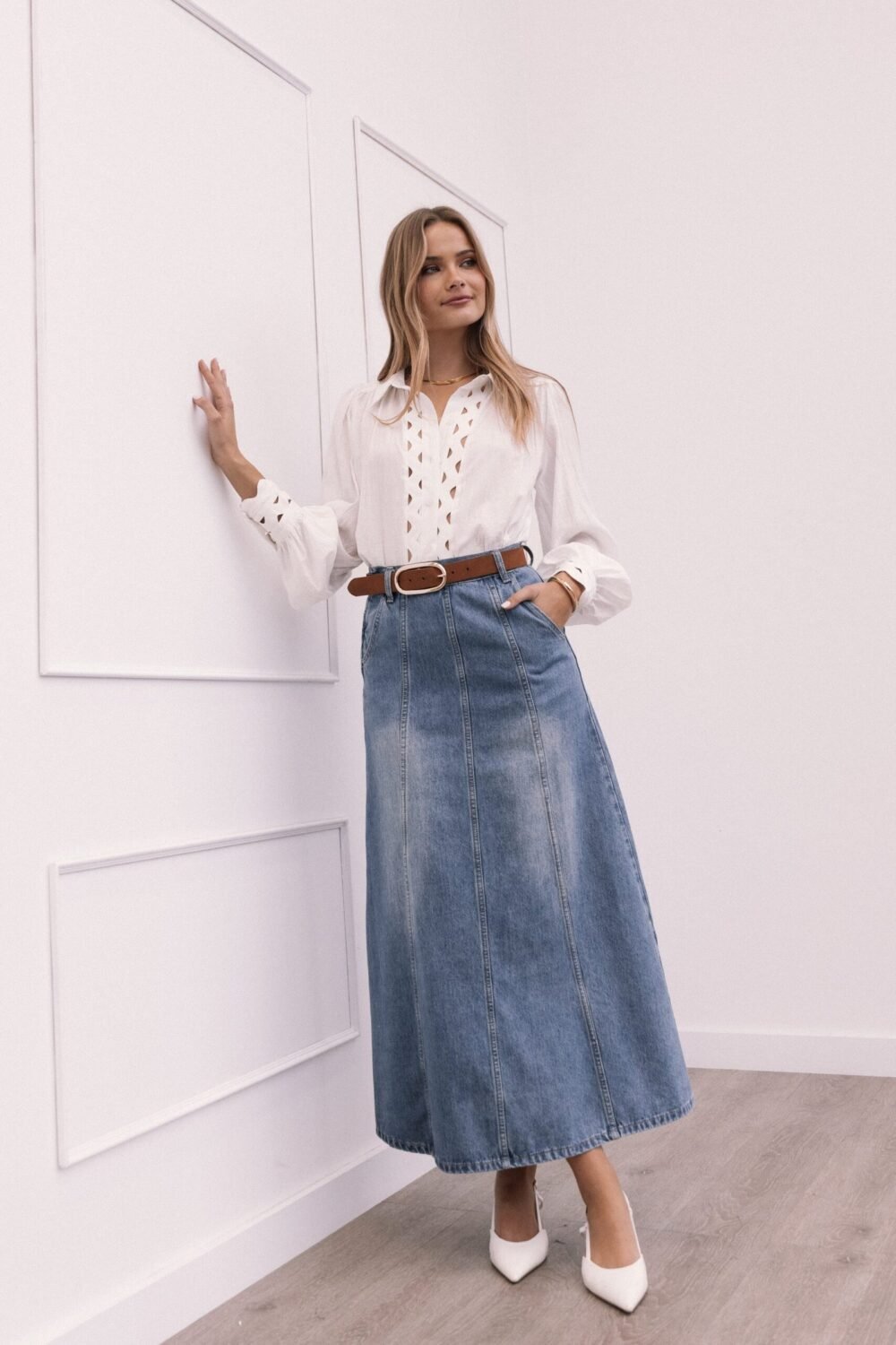 Denim Skirt - Mid Wash Denim - Image 2