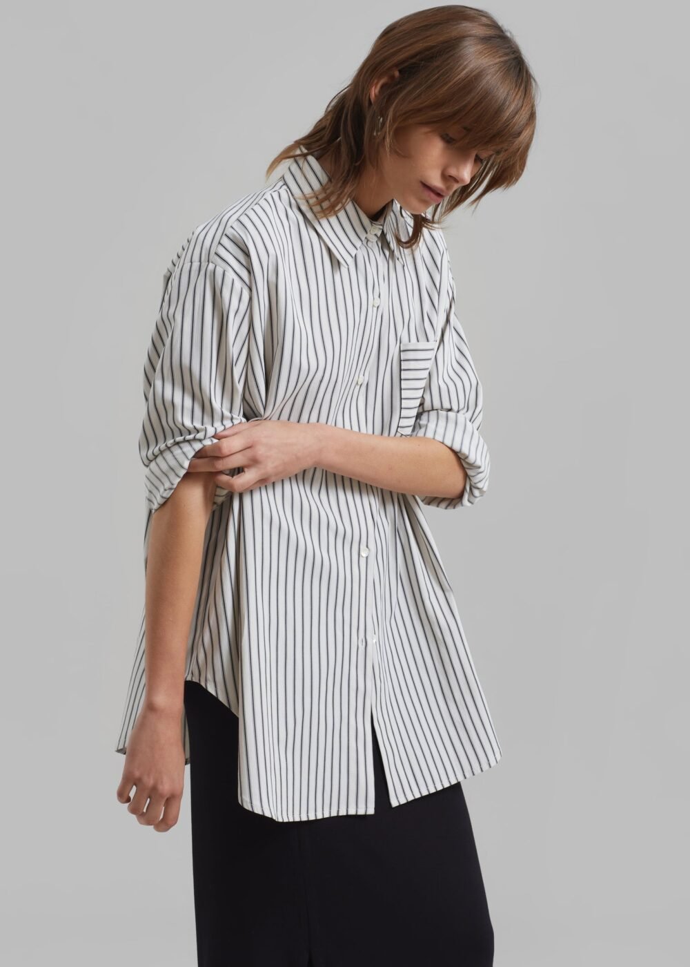 Pocket Shirt - White/Black Stripe