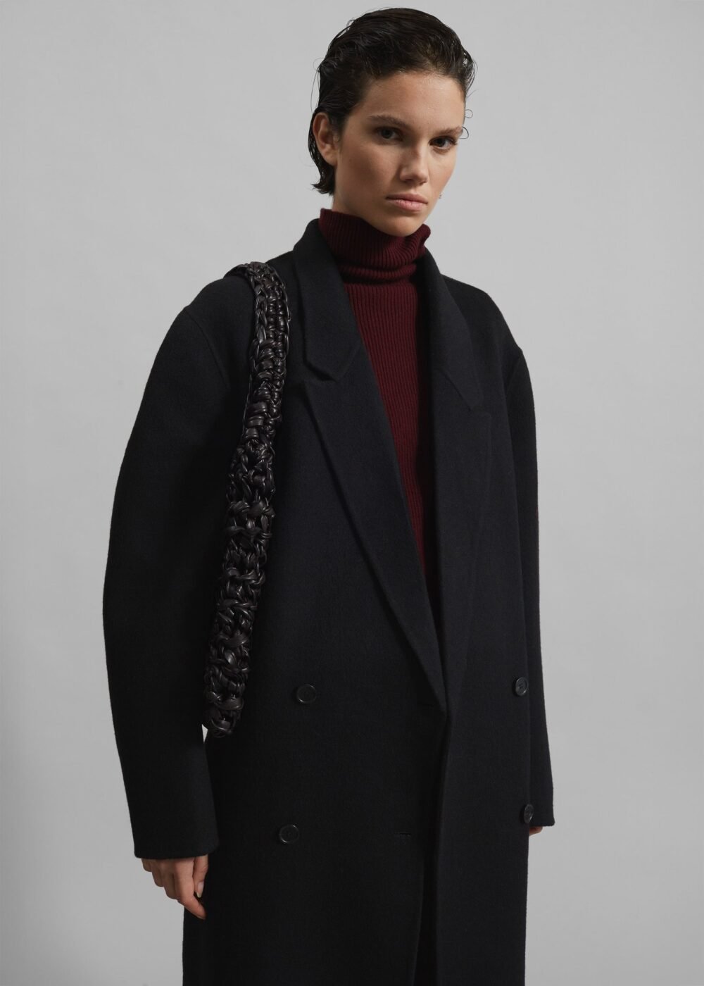 Oversized Wool Coat - Black - Image 5