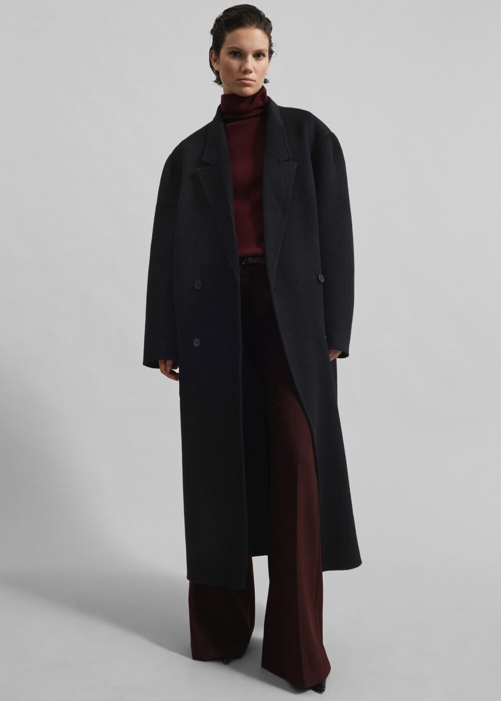 Oversized Wool Coat - Black - Image 2