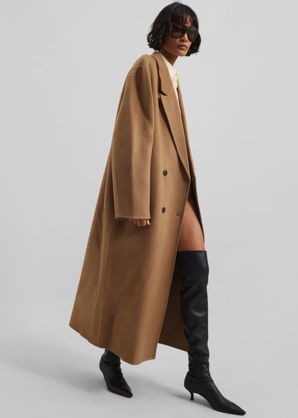 Oversized Wool Coat - Camel - Image 2