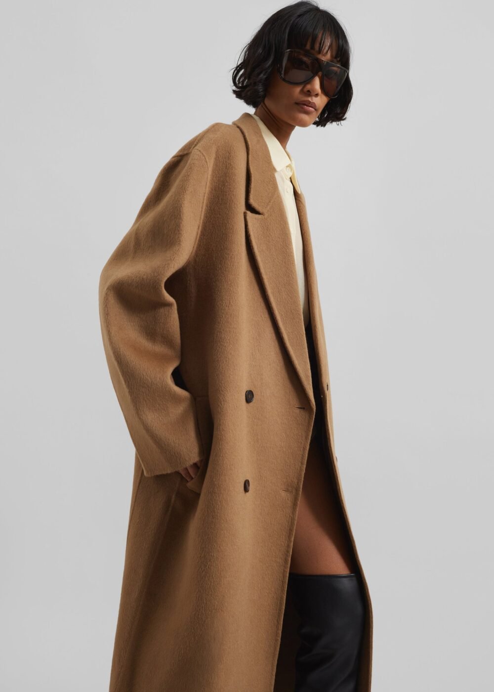 Oversized Wool Coat - Camel - Image 4