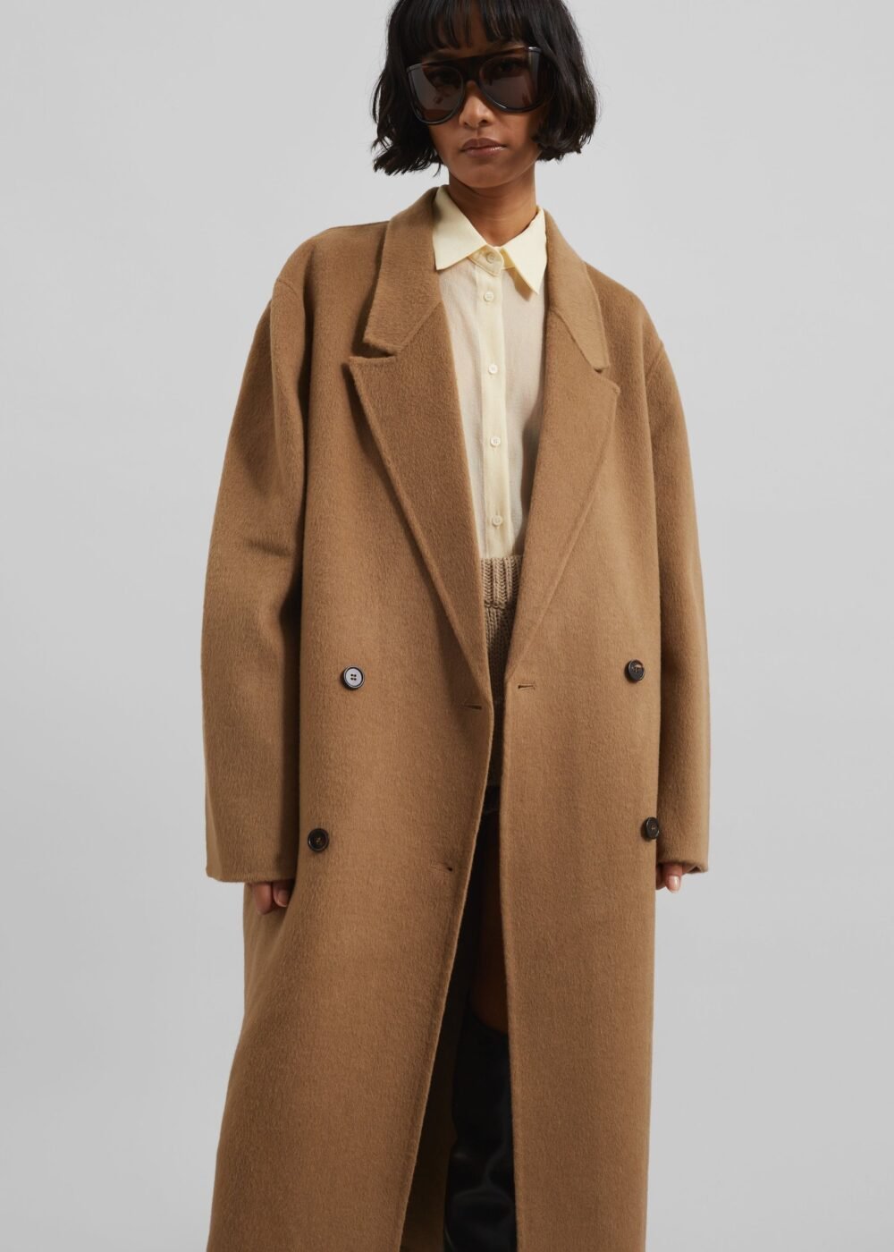 Oversized Wool Coat - Camel - Image 3