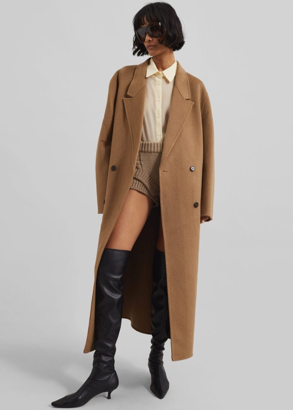 Oversized Wool Coat - Camel - Image 5